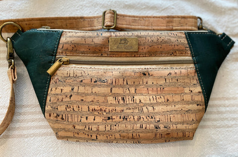 Cork Hip Sling Bag - Forest Green with Birch Accent