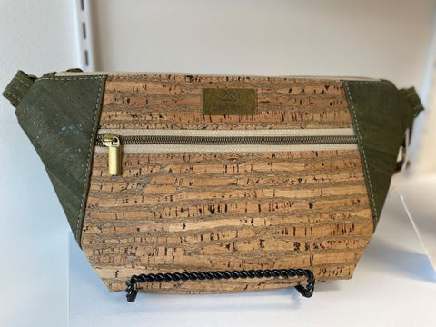 Cork Hip Sling Bag - Olive Green with Birch Accent