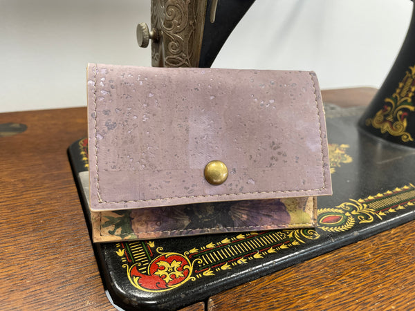 Minimalist Cork Wallet - Lavender and Purple Anemone