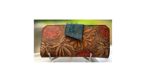 Acqua and Floral Cork Tall Wallet