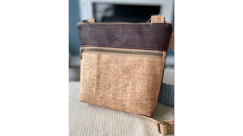 Essential Crossbody Cork Bag - Brown with Natural Accent