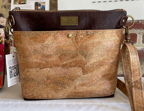 Type A All Cork Bag - Chocolate Cork with Golden Waves Cork Accent