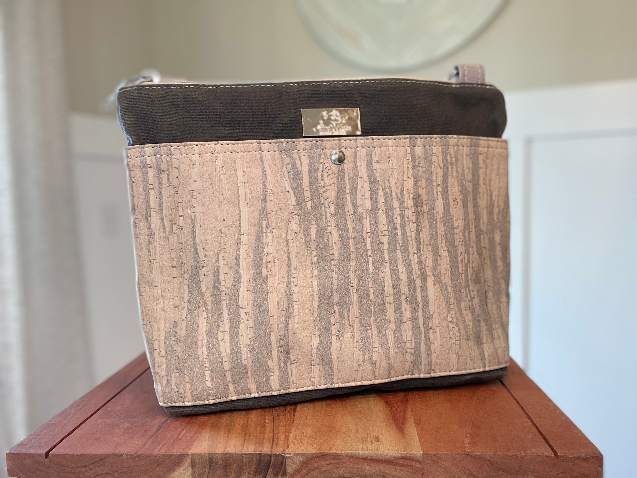 Type A Bag - Gray Waxed Canvas with Sandstone Cork Accent