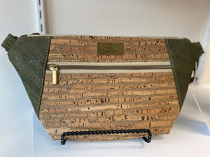 Cork Hip Sling Bag - Olive Green with Birch Accent
