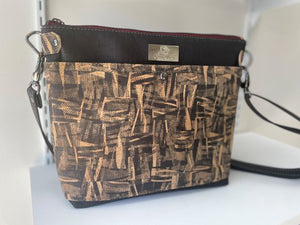 Type A All Cork Bag - Black Cork with Modern Houndstooth Cork Accent