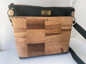 Type A All Cork Bag - Forest Green Cork with Scorched Surface Cork Accent