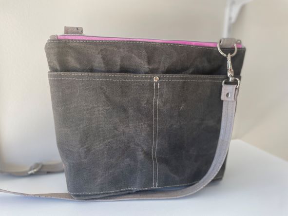 Type A Bag - Gray Waxed Canvas with Black Bird Canvas Accent