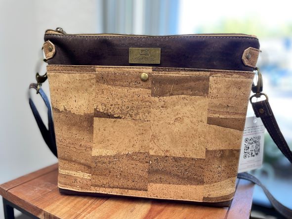Type A All Cork Bag - Chocolate Cork with Scorched Surface Cork Accent